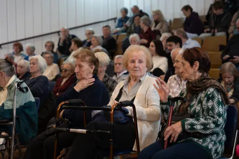 Audience watching the theatre play in an Retirement Home