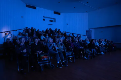 Audience watching the theatre play in an Retirement Home